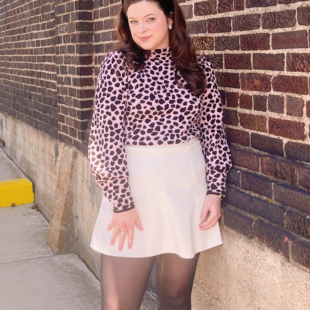 Ann Taylor purple pink animal print sweater